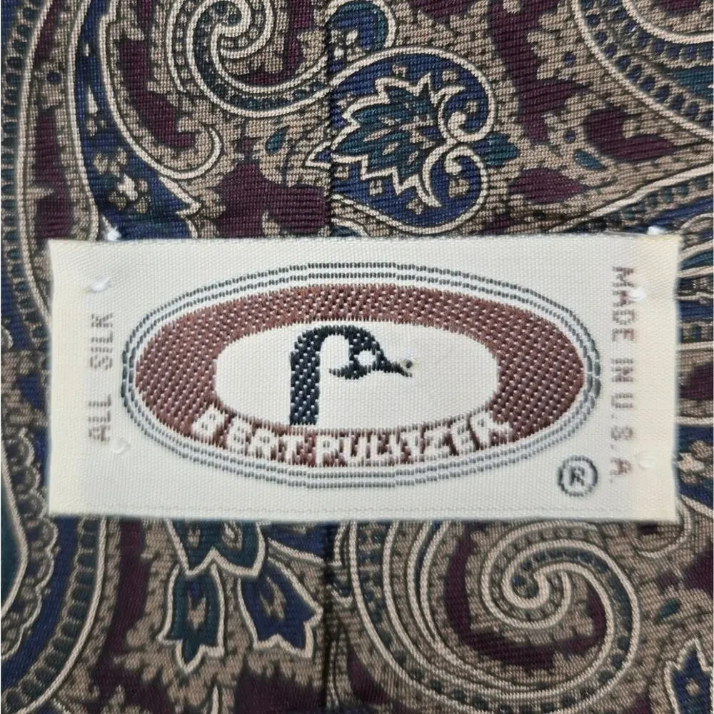 BERT PULITZER Burgundy Paisley Patterned Mens Tie